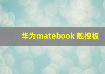 华为matebook 触控板